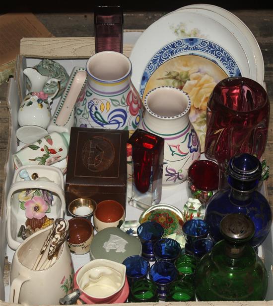 Poole pottery mixed ceramics, glassware, paperweights etc